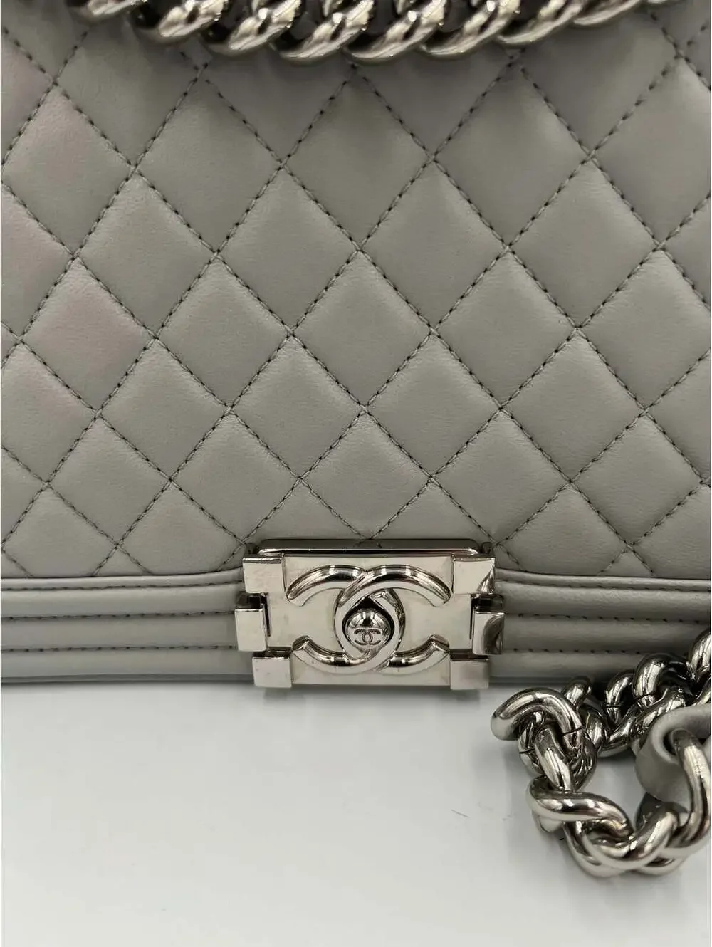 Chanel Le Boy Medium Flap Bag Authentic Quilted Leather CC